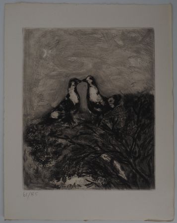 Etching Chagall - Les pigeons amoureux (Les deux pigeons)
