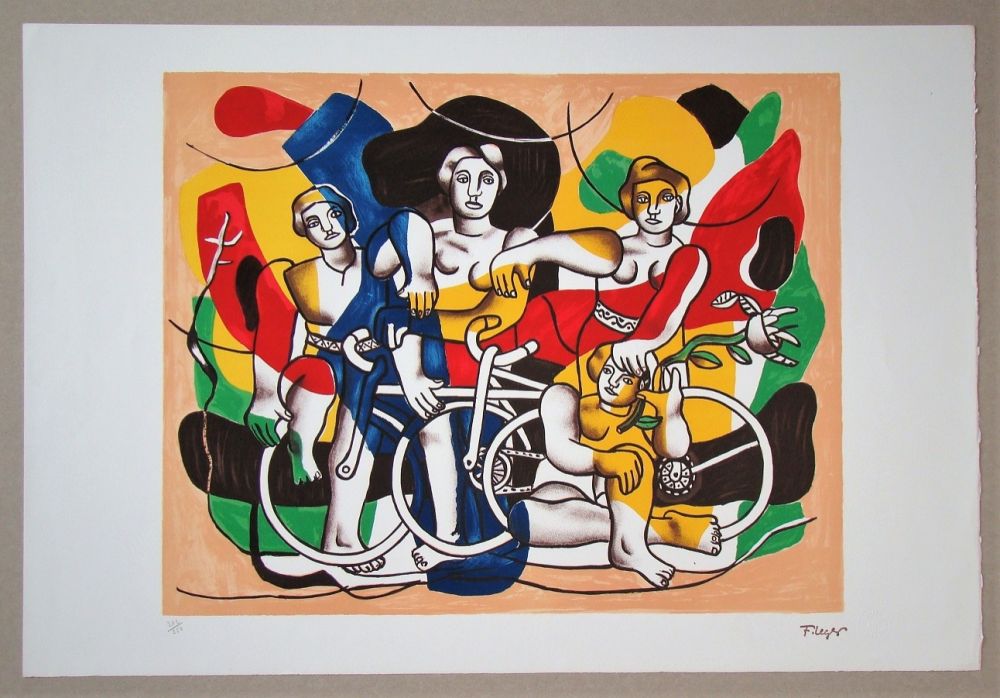 Lithograph Léger (After) - Les quatre cyclistes, 1948