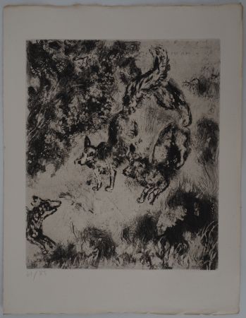 Etching Chagall - Les renards (Le renard ayant la queue coupée)
