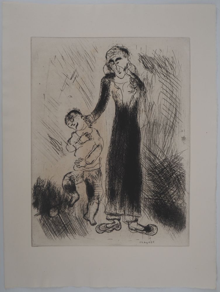 Etching Chagall - Les réprimandes (Le père de Tchitchikov lui donne une correction)