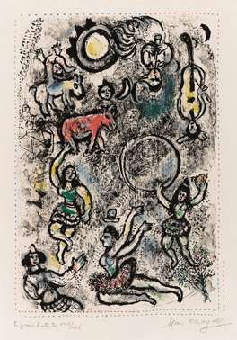 Lithograph Chagall - Les saltimbanques