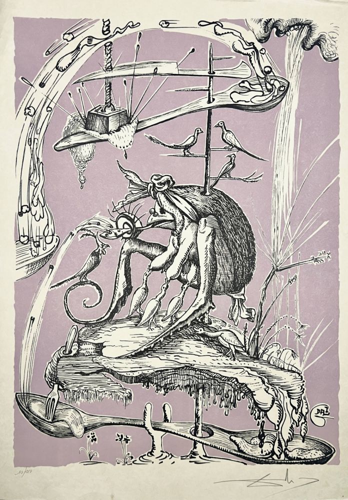 Lithograph Dali - Les Songes Drôlatiques de Pantagruel, Planche XIII