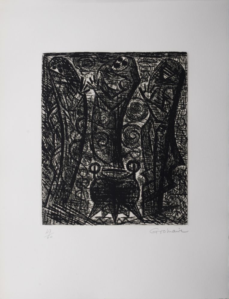 Engraving Gromaire - Les sorcières, 1958