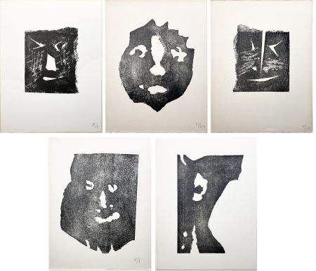 Etching Picasso - LES TRANSPARENTS : La suite complète des 5 CARTALÉGRAPHIES ORIGINALES (PAB,1967)
