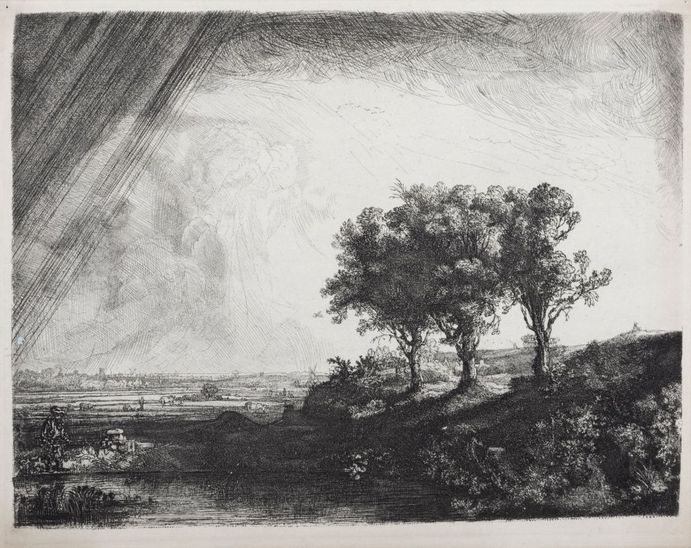 Rotogravure Rembrandt - Les trois arbres