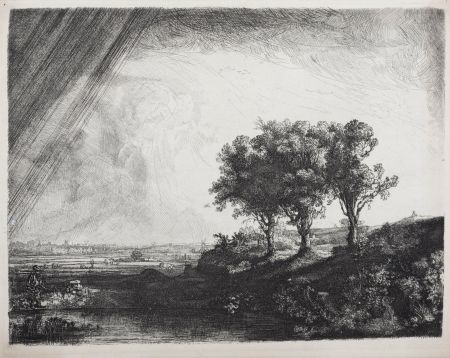 Rotogravure Rembrandt - Les trois arbres