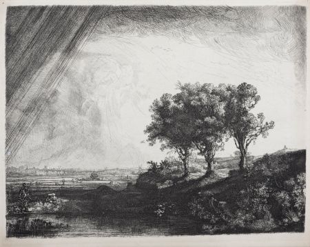 Rotogravure Rembrandt - Les trois arbres, circa 1870