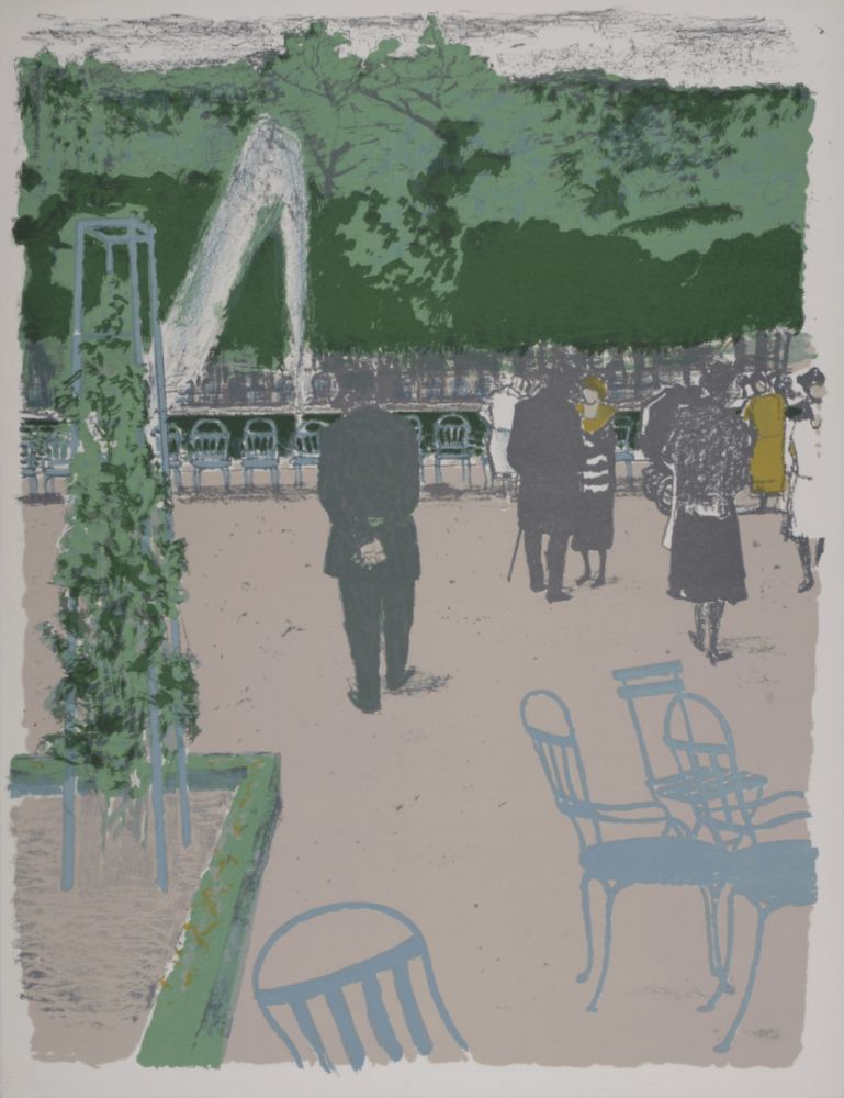 Lithograph Brianchon - Les Tuileries, 1962