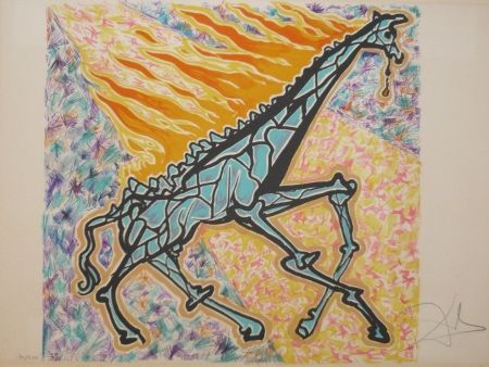 Lithograph Dali - Les vitraux - la girafe