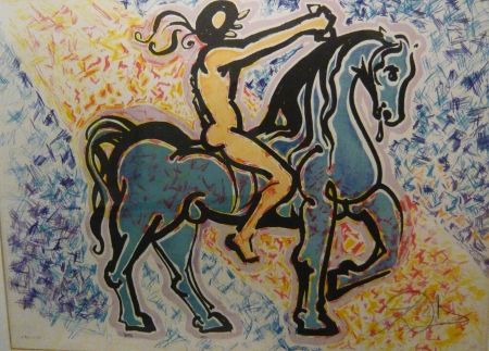 Lithograph Dali - Les vitraux - le cavalier