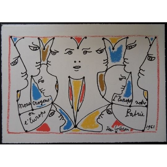 Lithograph Cocteau - L'Europe multicolore