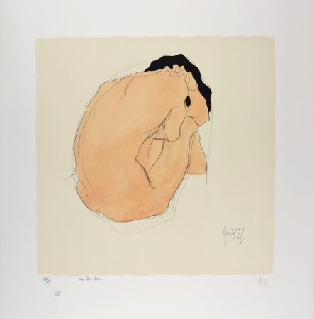Lithograph Schiele - L'Homme aux cheveux noirs, 1909 | Black-Haired Man, 1909