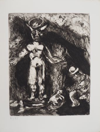Etching Chagall - L'homme et la statue (L'homme et l'idole de bois)