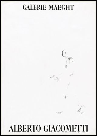 Lithograph Giacometti - L'HOMME QUI MARCHE (1957). Affiche lithographique pour une exposirion à la Galerie Maeght.