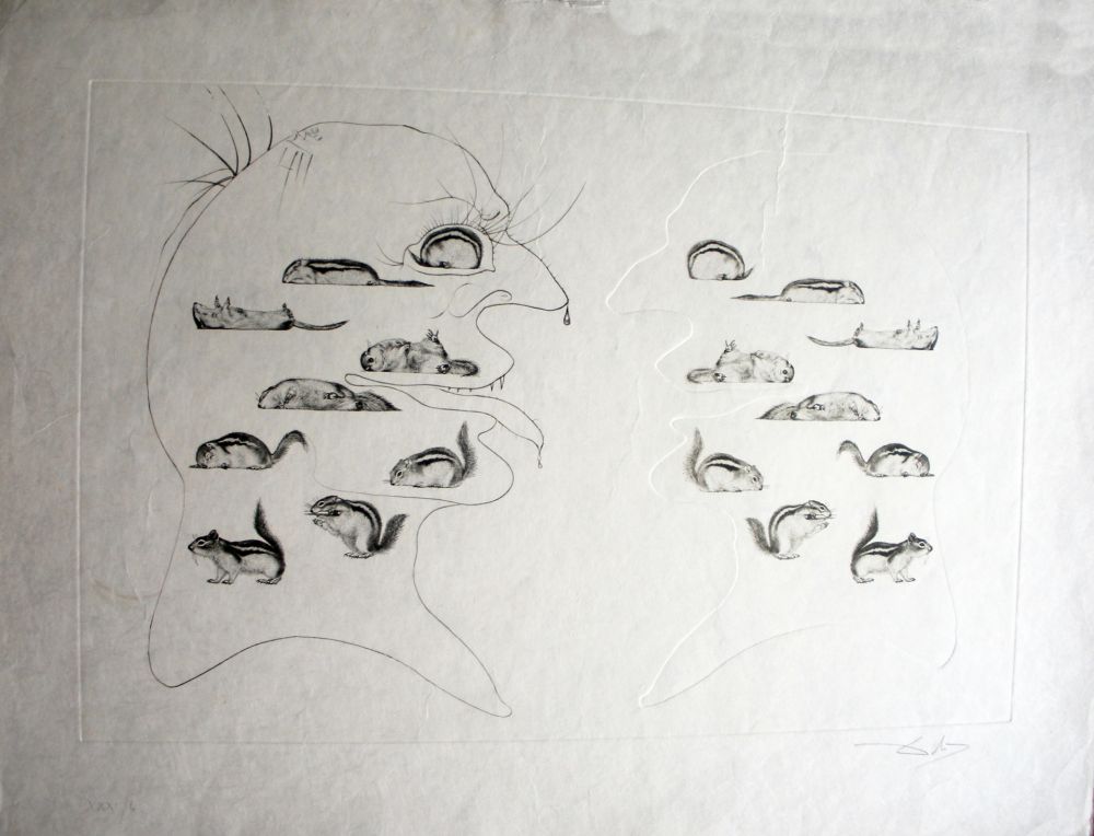 Engraving Dali - L'Homme ressuscité par l'holographie de l'écureuil