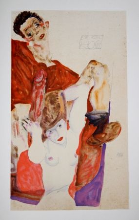 Lithograph Schiele - L'HOTE ROUGE / The RED HOST - Lithographie / Lithograph - 1911