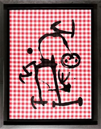 Lithograph Miró - L'Illetre aux carreaux rouges