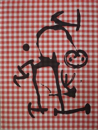 Lithograph Miró - L'Illettré aux Carreaux Rouges