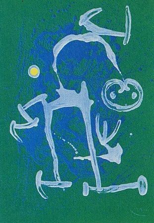 Lithograph Miró - L'Illettré bleu & blanc