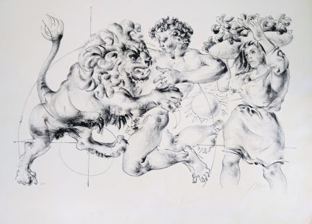 Lithograph Erni - Lion