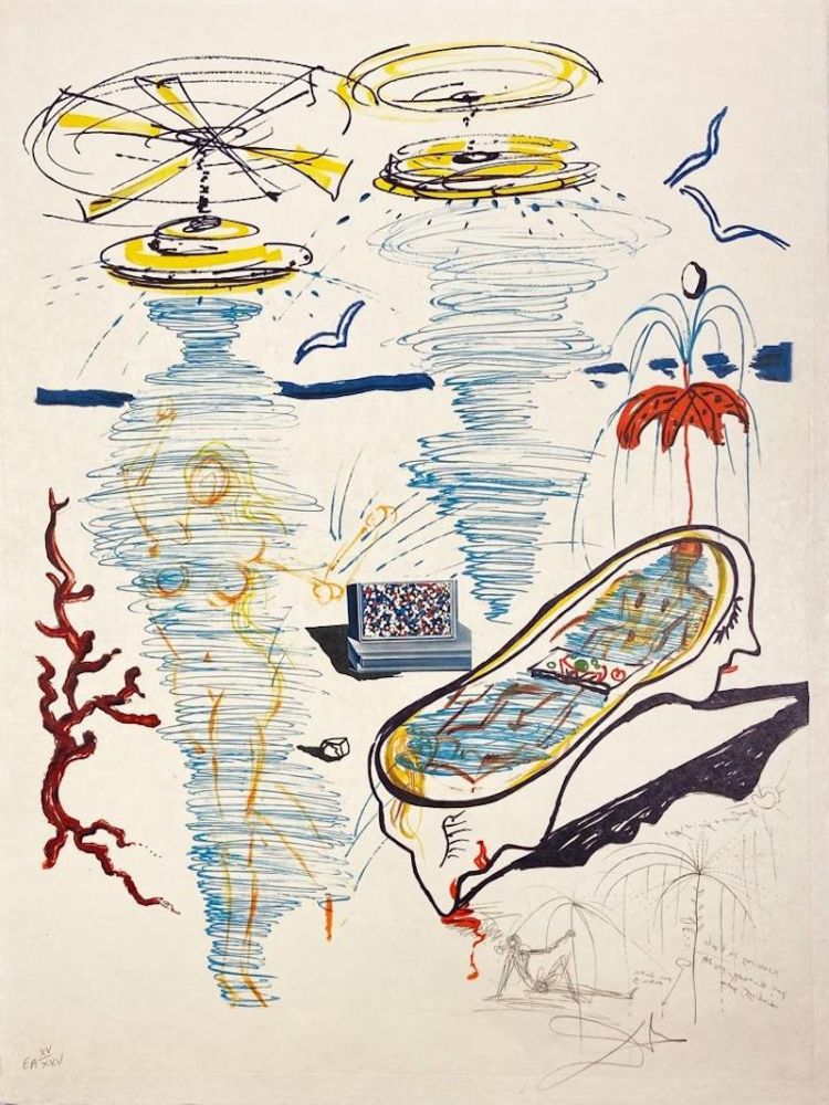 Lithograph Dali - Liquid Tornado Bathtub