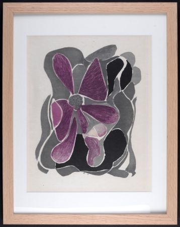 Lithograph Braque - L'Iris, 1963 - Framed