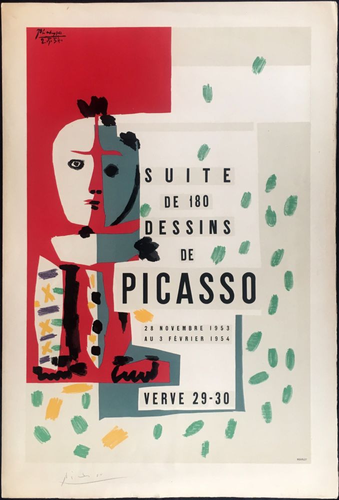 Lithograph Picasso - LITHOGRAPHIE EN COULEURS SIGNÉE AU CRAYON POUR L' AFFICHE ORIGINALE VALLAURIS VERVE (1953).