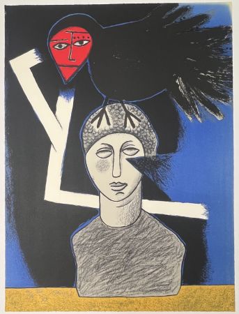 Lithograph Corneille - Lithographie The Raven 1991 E/A - Le corbeau - Hommage à Edgar Allan Poe