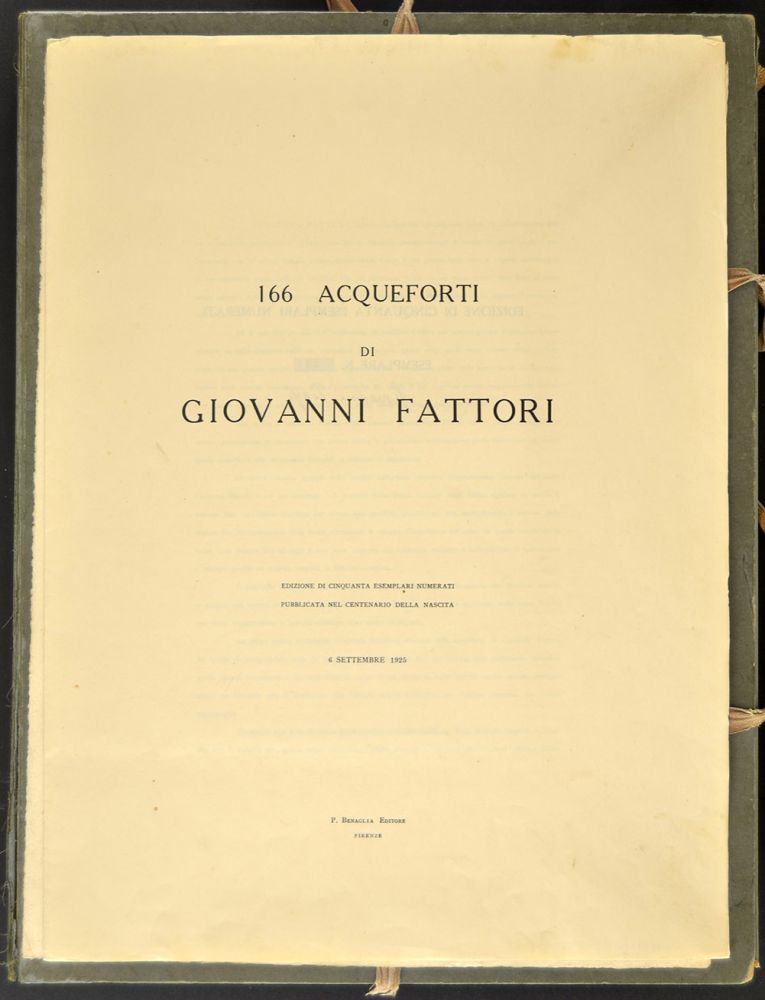 Engraving Fattori - (Livorno 1825 - Florence 1908) 166 ACQUEFORTI DI GIOVANNI FATTORI, the complete portfolio of the 'Tiratura del Centenario', 1925 