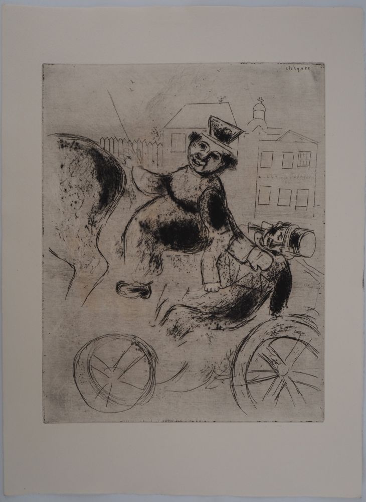 Etching Chagall - L'ivrogne (Pavel Ivanovitch est ramené à l'auberge)