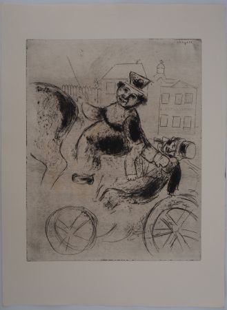 Etching Chagall - L'ivrogne (Pavel Ivanovitch est ramené à l'auberge)