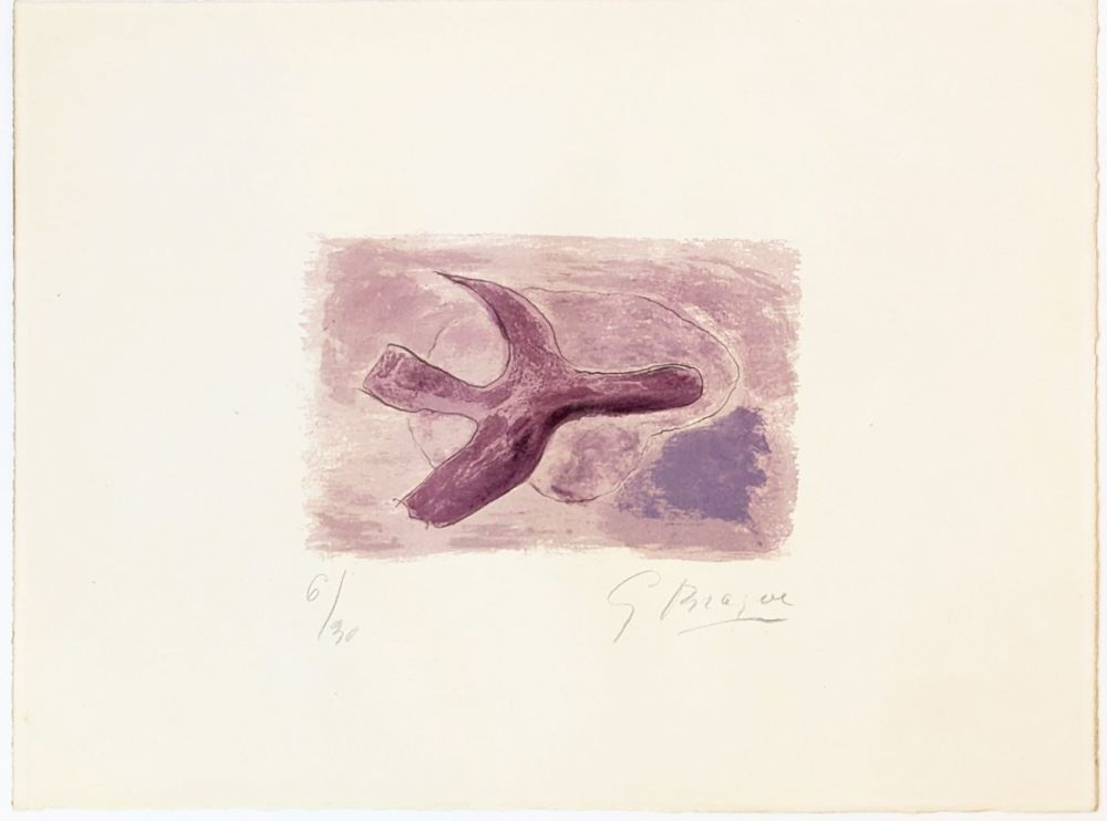 Lithograph Braque - L'oiseau mauve 