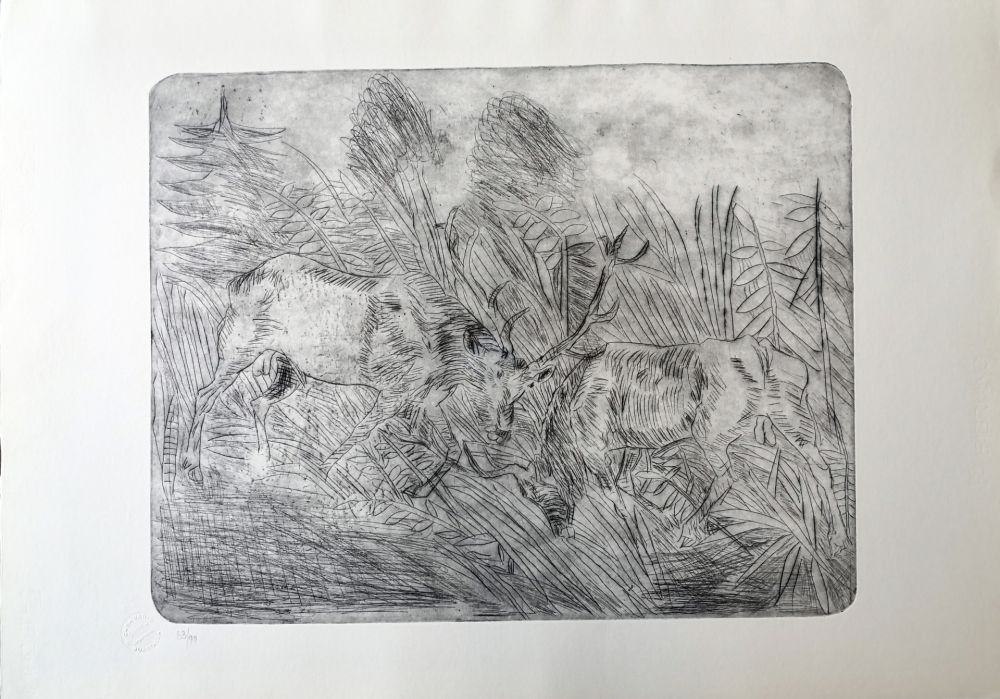 Drypoint Ligabue - Lotta fra cervi