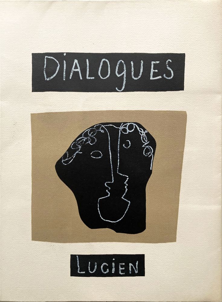 Woodcut Laurens - Lucien : DIALOGUES. Couverture. Bois original en couleurs ((Tériade 1951)