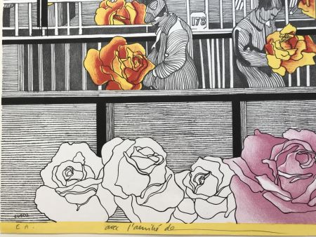 Lithograph Cueco - L'usinage des roses