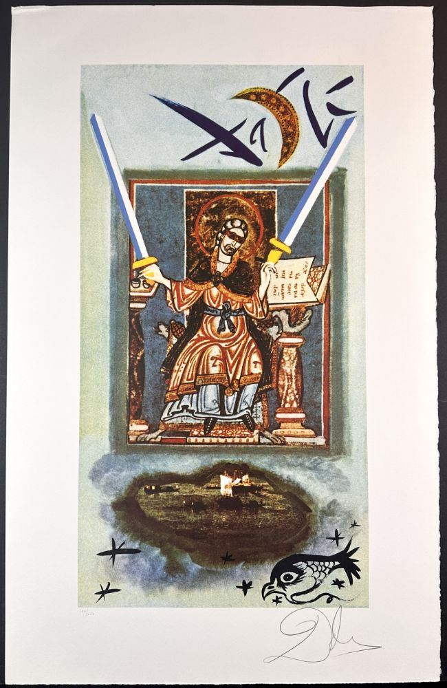 Lithograph Dali - Lyle Stuart Tarot Prints Two of Swords