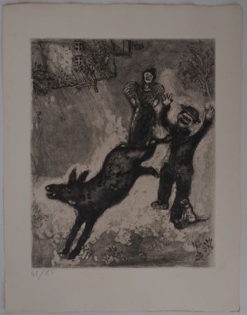Etching Chagall - L'âne en rébellion (L'âne et le chien)