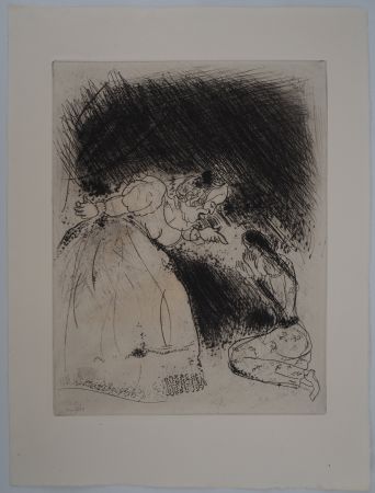 Etching Chagall - L'éducation (La femme du gouverneur gronde sa fille)