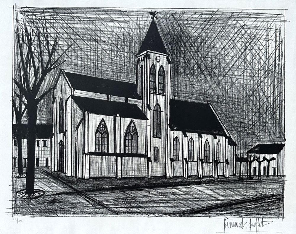 Lithograph Buffet - L'église