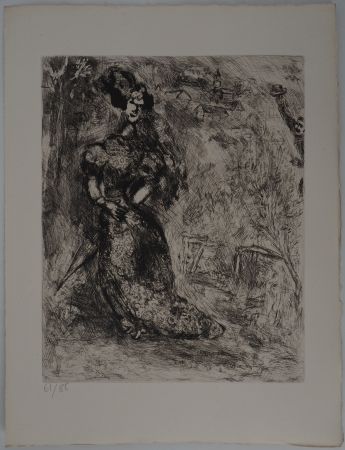 Etching Chagall - L'élégante (La fille)