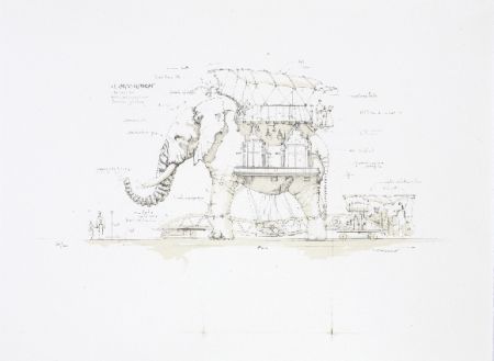 Lithograph Delarozière - L'éléphant