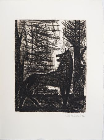 Engraving Gromaire - Macbeth : présage, le loup