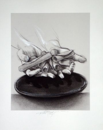Lithograph Pignon-Ernest - Mains aux cigares