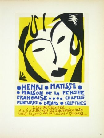 Lithograph Matisse - Maison de la Pensée Française