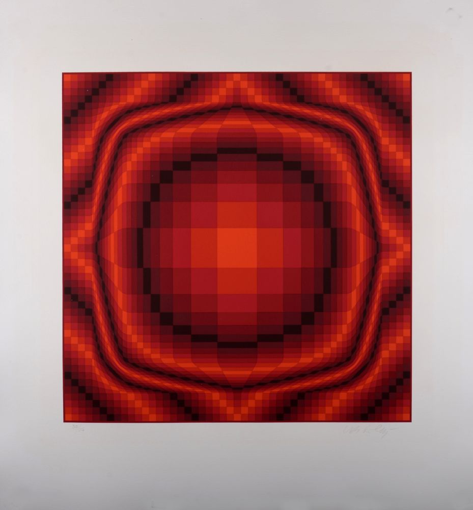 Screenprint Vasarely - Mantra Rouge, c.1977 - Hand-signed & numbered!