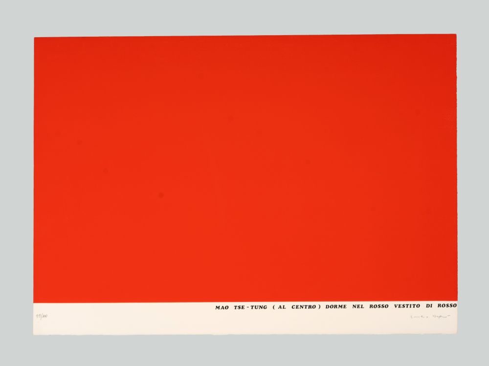Screenprint Isgro - Mao Tse-Tung (al centro) dorme nel rosso vestito di rosso