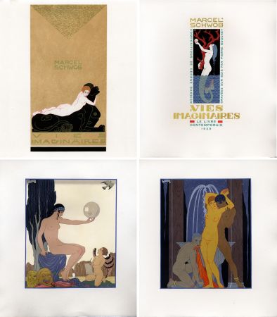 Illustrated Book Barbier - Marcel Schwob : VIES IMAGINAIRES. Compositions par George Barbier. Le Livre Contemporain (1929). Dans une reliure Art-Déco.