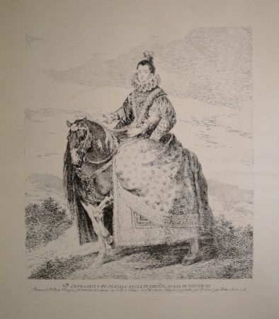 Engraving Goya - Margarita de Austria Reyna de Espagna, Muger de Phelipe III