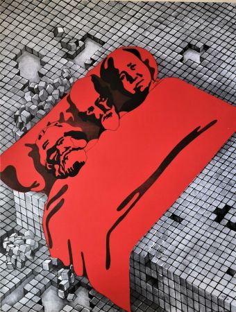 Lithograph Cueco - Marx, Freud, Mao