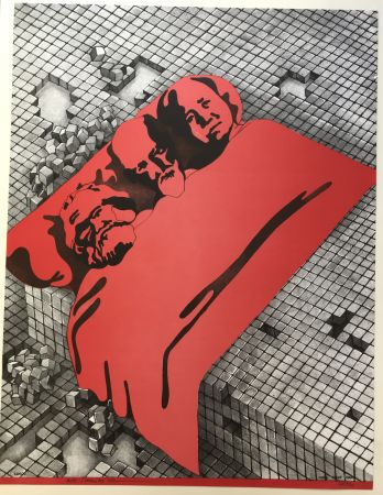 Lithograph Cueco - Marx Freud Mao